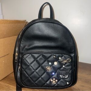 Under One Sky Black Cat Gold Charms Backpack